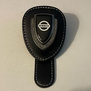 Nissan Logo Sunglass Holder for Car Black PU Leather NWT